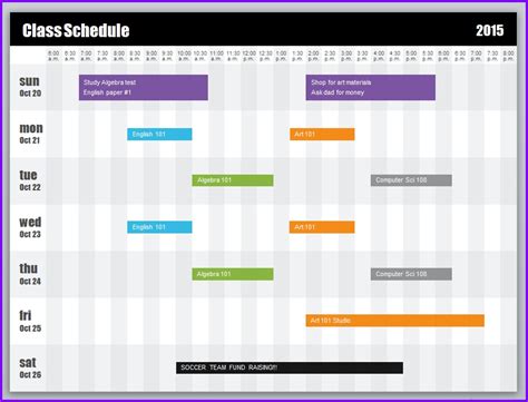 Weekly Class Schedule Template » EXCELTEMPLATES.org