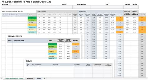 Project Monitoring And Control Plan Template