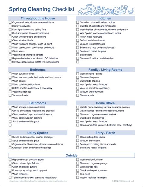 Spring Cleaning Checklist Template