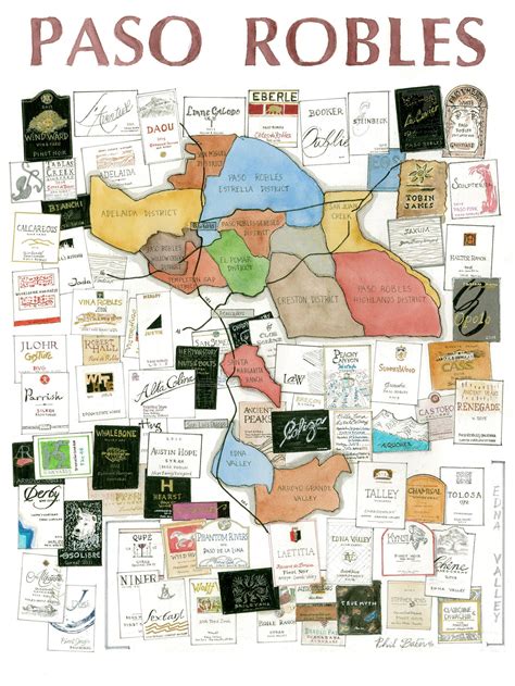 Paso Robles Wine Map Signed Print - Etsy