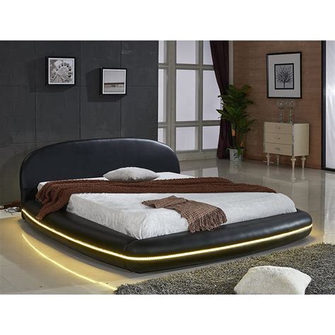 U.S. Pride Furniture Faux Leather Platform Bed with Oval Headboard ...