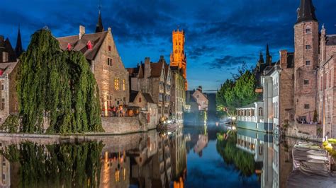 Belgium, Houses, Bruges, Night, Canal, HD Wallpaper | Rare Gallery