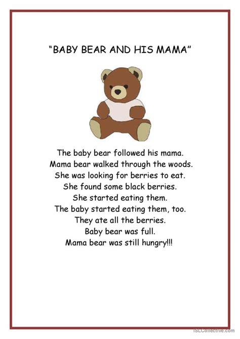 THE STORY OF A BABY BEAR: English ESL worksheets pdf & doc