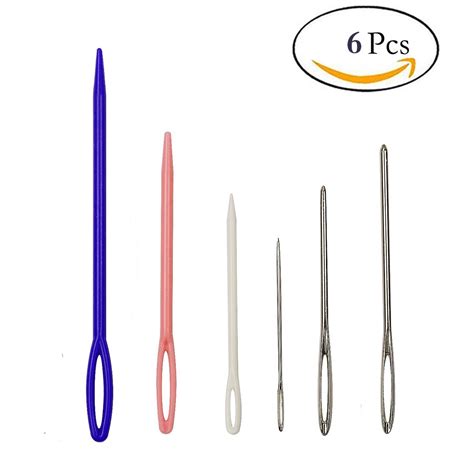 D&D 6pcs Plastic&Steel Darning Needle Large Eyes Knitting Yarn Needles ...