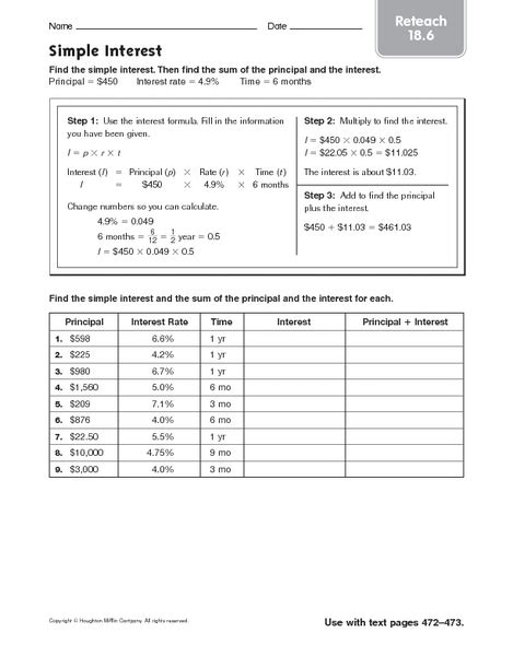 Simple Interest Problems Worksheet – Englishworksheet.my.id