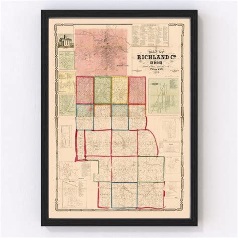 Richland County Ohio Map 1856 Old Map of Richland County Ohio Art ...