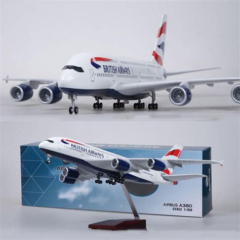 1/160 Scale 50.5cm Airplane Airbus 380 A380 British Airline Model W ...