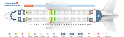 Seat Map and Seating Chart Boeing 737 800 V2 Turkish Airlines | Seating ...