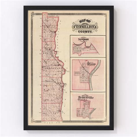 Vintage Map of Vermillion County Indiana, 1876 by Ted's Vintage Art