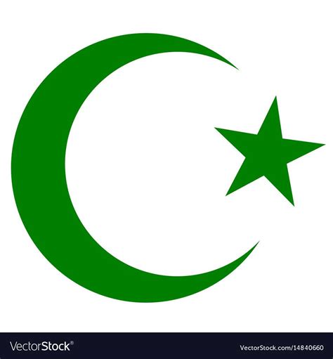 Symbol of islam crescent and star dark green Vector Image , #spon, # ...