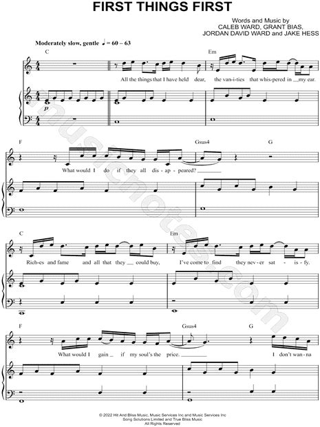 Consumed by Fire "First Things First" Sheet Music in C Major ...