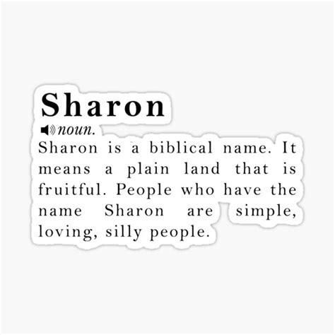 "Sharon Name Definition Meaning" Sticker for Sale by peachyline | Redbubble