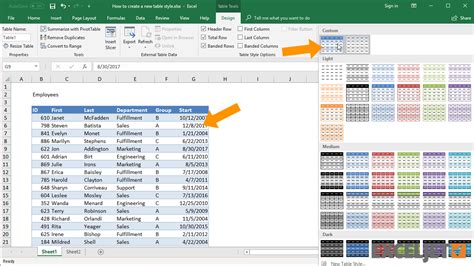 Excel tutorial: How to create a new table style