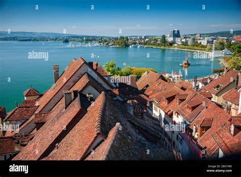 Medieval old town, Zug, Switzerland. Views from the Zytturm Clocktower ...