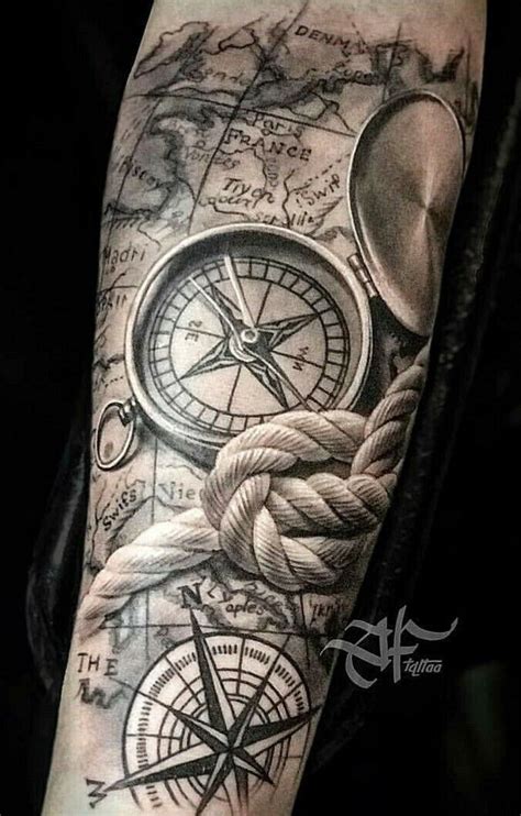 Compass and nautical rope tattoo | Compass tattoo, Tattoo sleeve ...