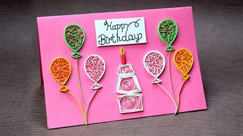 DIY Birthday Card for Beginners - Very Easy Quilling Greeting Card Step ...