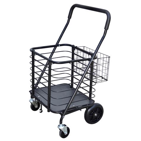 Milwaukee Heavy-Duty Steel Shopping Cart with Accessory Basket in Black ...