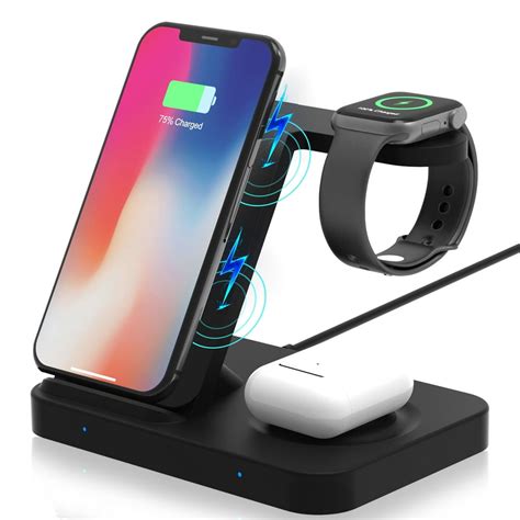 Wireless Charger, 3 in 1 Qi 15W Fast Charging Station Fit for iWatch ...