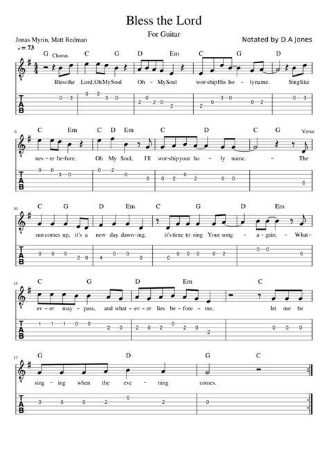 Bless the Lord Sheet music for Guitar (Solo) | Musescore.com