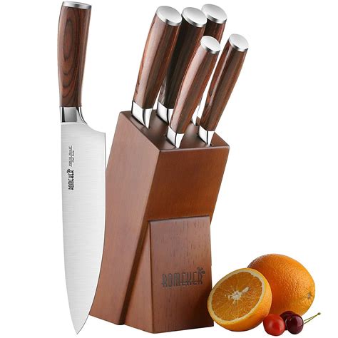 Knife Set,6-Piece Kitchen Knife Set with Wooden Block Germany High ...