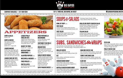 Menu - Big Rapids Bowling Center