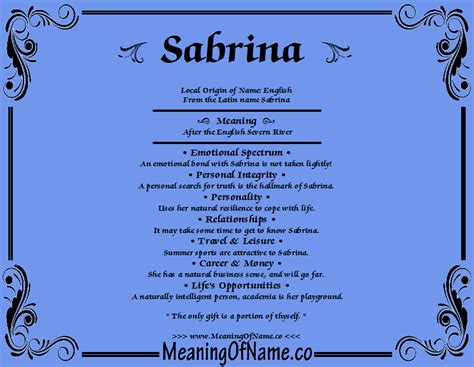 Sabrina - Meaning of Name