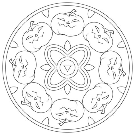 Halloween Mandala with Pumpkins coloring page | Free Printable Coloring ...