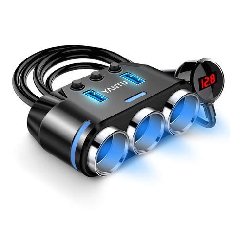 Buy YANTU 3 Socket Car Splitter Adapter with Replaceable Fuse (Black ...