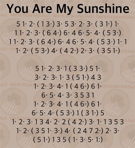 You are my sunshine Kalimba Tabs Letter & Number Notes Tutorial ...