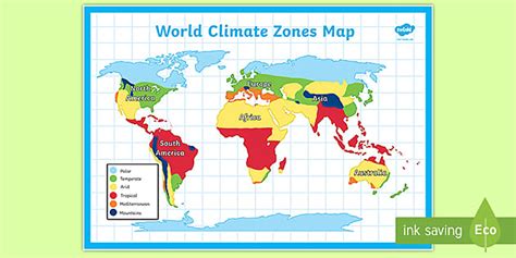 Climate Around the World Zones Map (Lehrer gemacht) - Twinkl