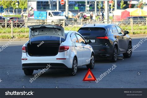 Emergency Stop Sign Site Small Accident Stock Photo 2212242843 ...