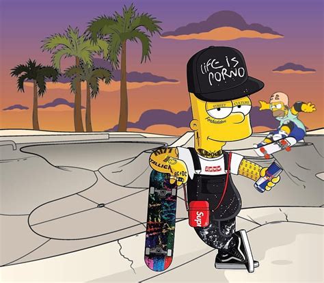 Free download | Dope Bart Simpson Skating, Supreme Skateboard HD ...