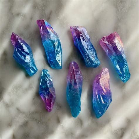 Aqua Aura - Blue and Purple Aqua Aura Quartz - Minera Emporium Crystal ...