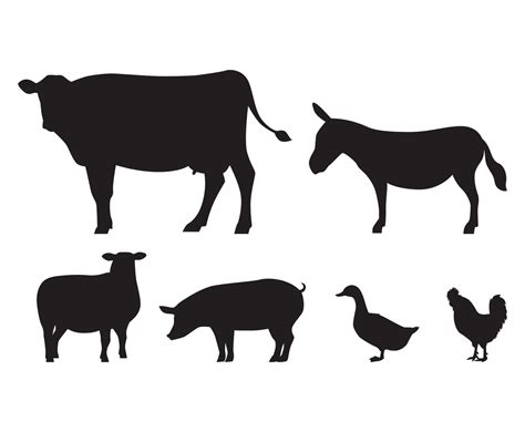 Farm Animals Silhouette Vector Art & Graphics | freevector.com