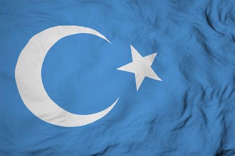 Premium Photo | Full frame closeup on a waving flag of uyghur in 3d ...