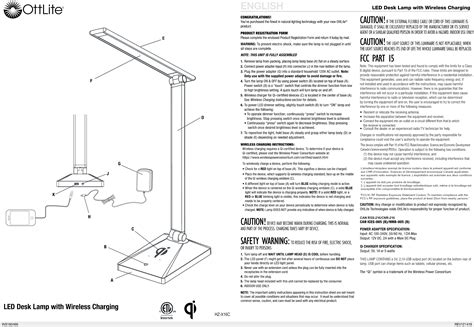 Ottlite Wireless Charging Desk Lamp Manual