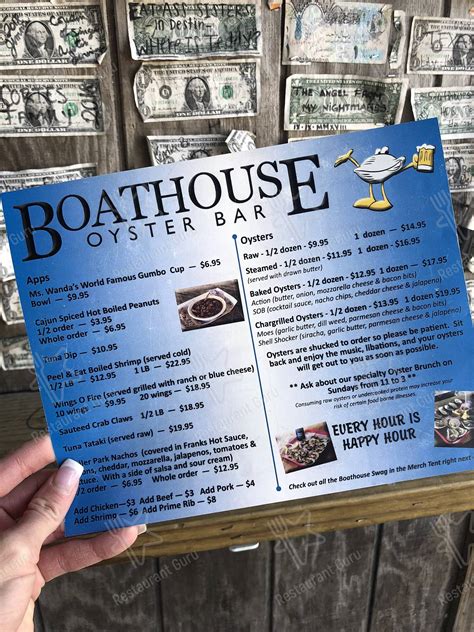 Menu at Boathouse Oyster Bar, Destin, 288 Harbor Blvd Ste B