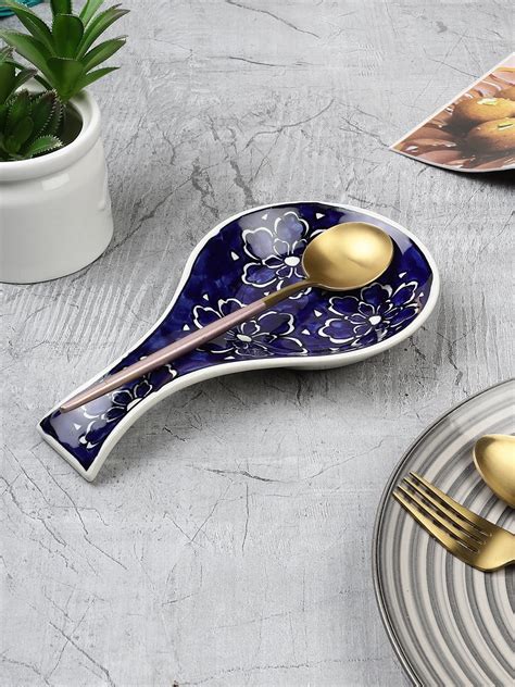 Handpainted Ceramic Spoon Rest, Standard, Blue Buy Online at MiahDecor ...