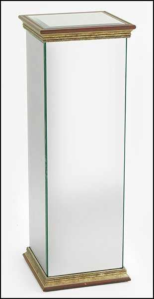 CONTEMPORARY MIRRORED PEDESTAL STAND.