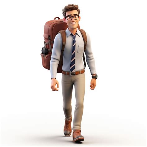 Premium AI Image | Travelling man walking in 3d disney pixar art style