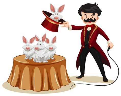 Magician and rabbits at the show 591572 Vector Art at Vecteezy