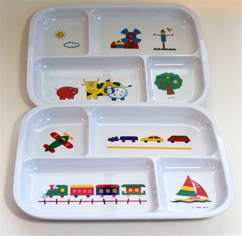 Toddler Divided Plates. Re-Play Made in USA 7" Deep Walled Divided ...