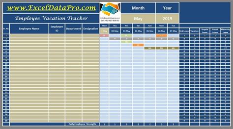 Printable Employee Vacation Tracker Excel - Printable Templates