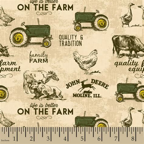 John Deere Vintage Farm Fabric By The Yard - Walmart.com - Walmart.com