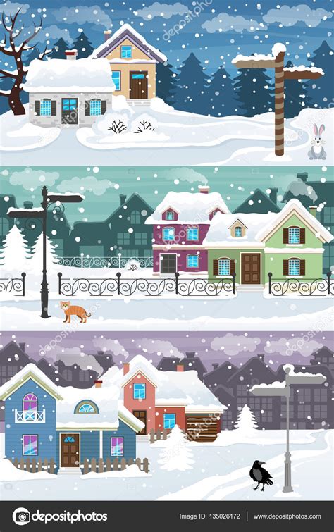 Winter town landscape Stock Vector Image by ©stekloduv #135026172