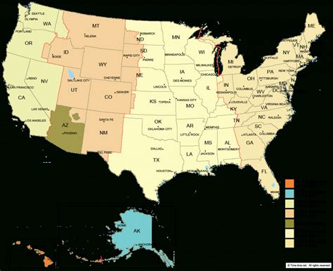 Printable Usa Map With States And Timezones - Printable US Maps