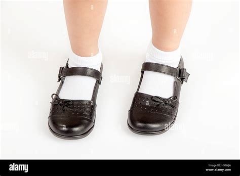 Young School Girl Student Wearing Black Shoes and White Socks Stock ...