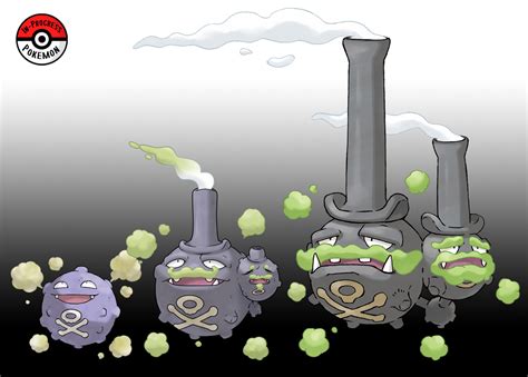 In-Progress Pokemon Evolutions | #109.5 - Koffing are found in urban ...