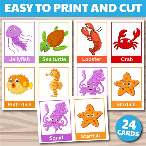 24 Ocean Animals Flashcards - Printable Digital Download for Home and ...