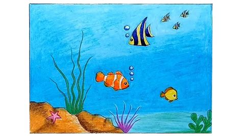 Ocean Easy Underwater Pencil Drawing - canvas-valley